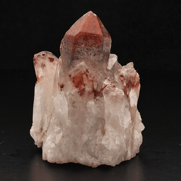 Hematite Orange River Quartz Cluster  Deep Red Phantom Crystals