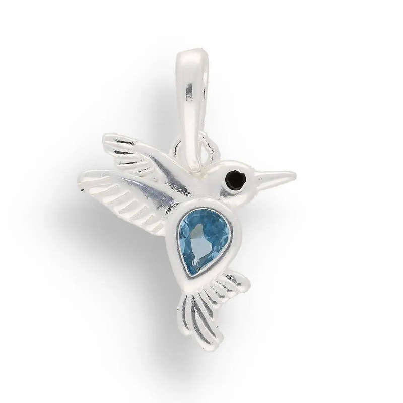 Blue Cubic Zirconia Hummingbird Necklace - Soaring Dreams