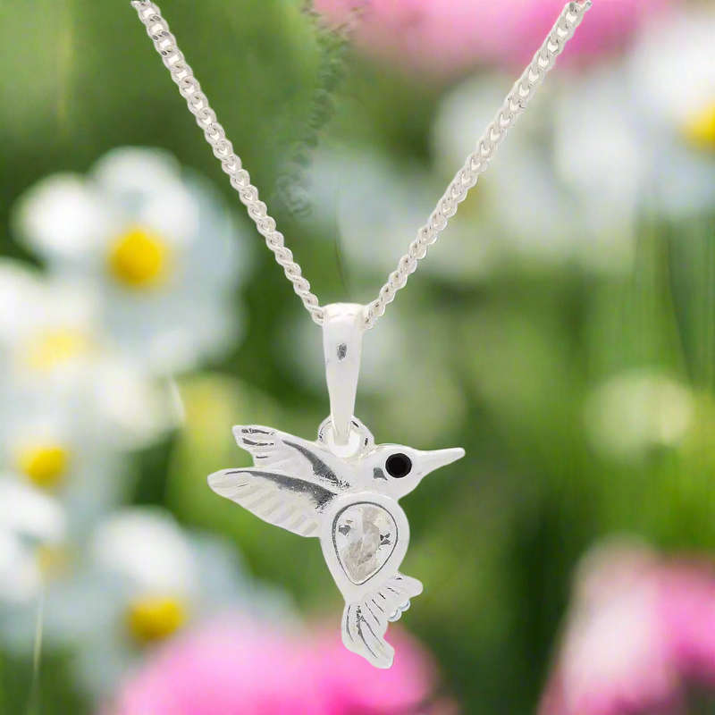 Clear Cubic Zirconia Hummingbird Necklace - Celestial Grace