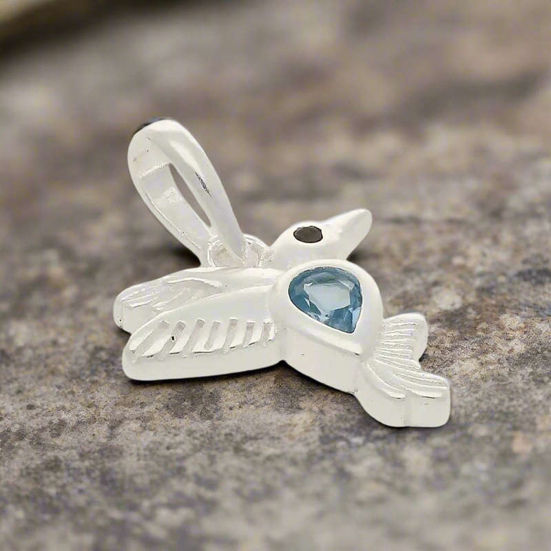 Blue Cubic Zirconia Hummingbird Necklace - Soaring Dreams