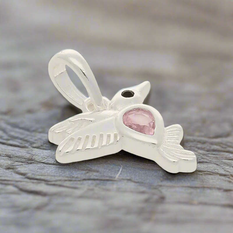 Pink Cubic Zirconia Hummingbird Necklace - Sweet Whispers