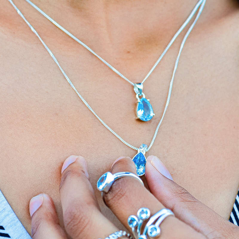 Blue Topaz Statement Pendant - A Drop of Heaven