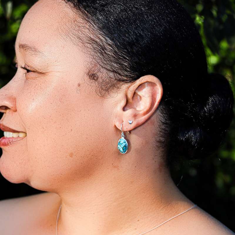 Blue Skies & Golden Veins - Sterling Silver Copper Turquoise Drops