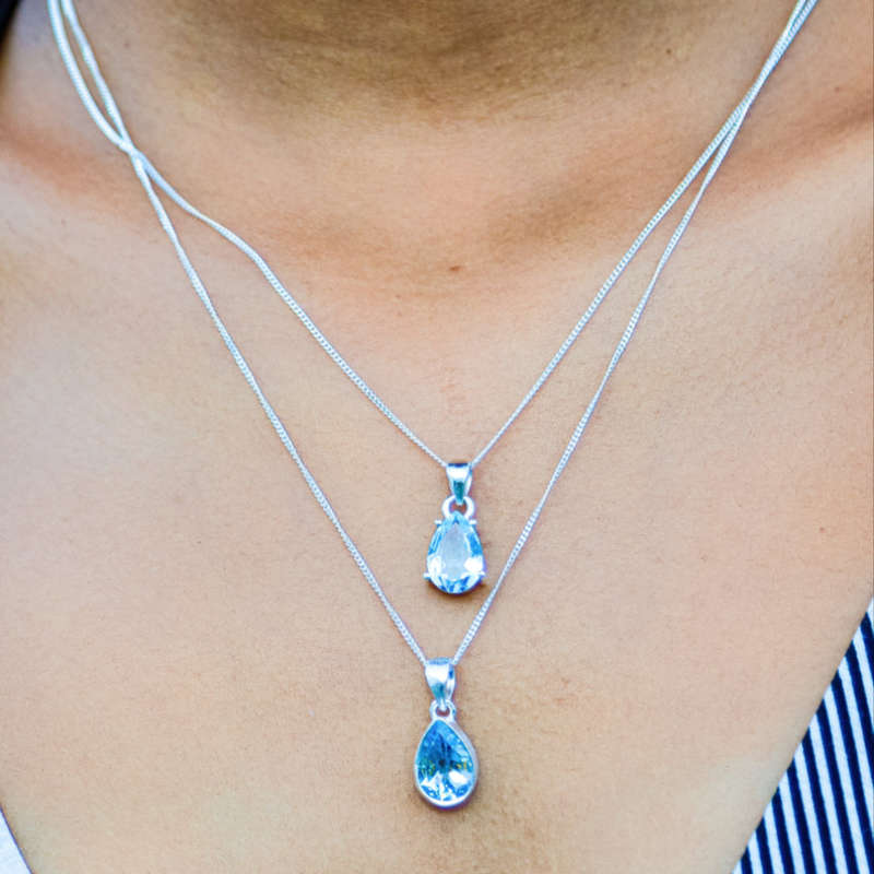 Graceful Blue Topaz Teardrop in Sterling Silver