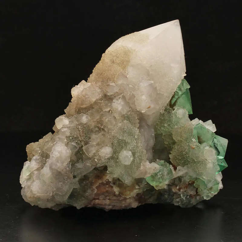Unique Cactus Quartz with Lustrous Green Fluorite from Riemvasmaak