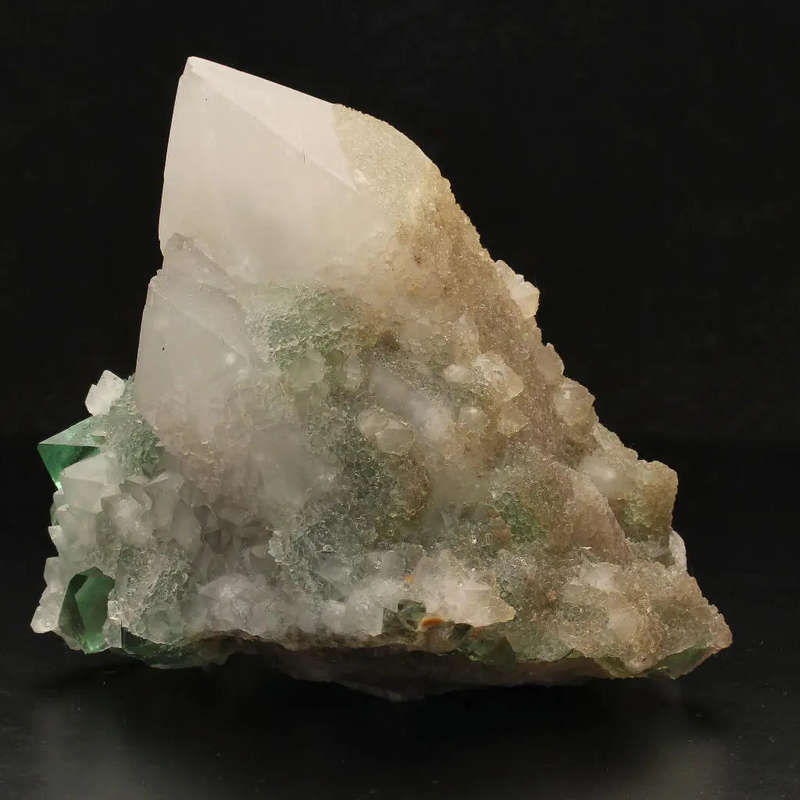 Unique Cactus Quartz with Lustrous Green Fluorite from Riemvasmaak