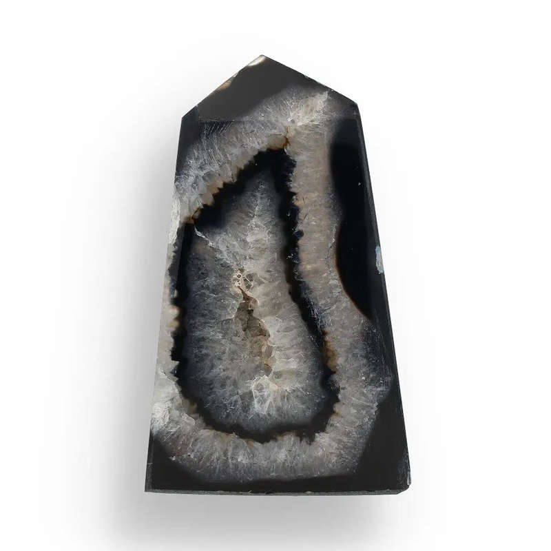 Black Agate Energy Obelisk  Stability in Stone