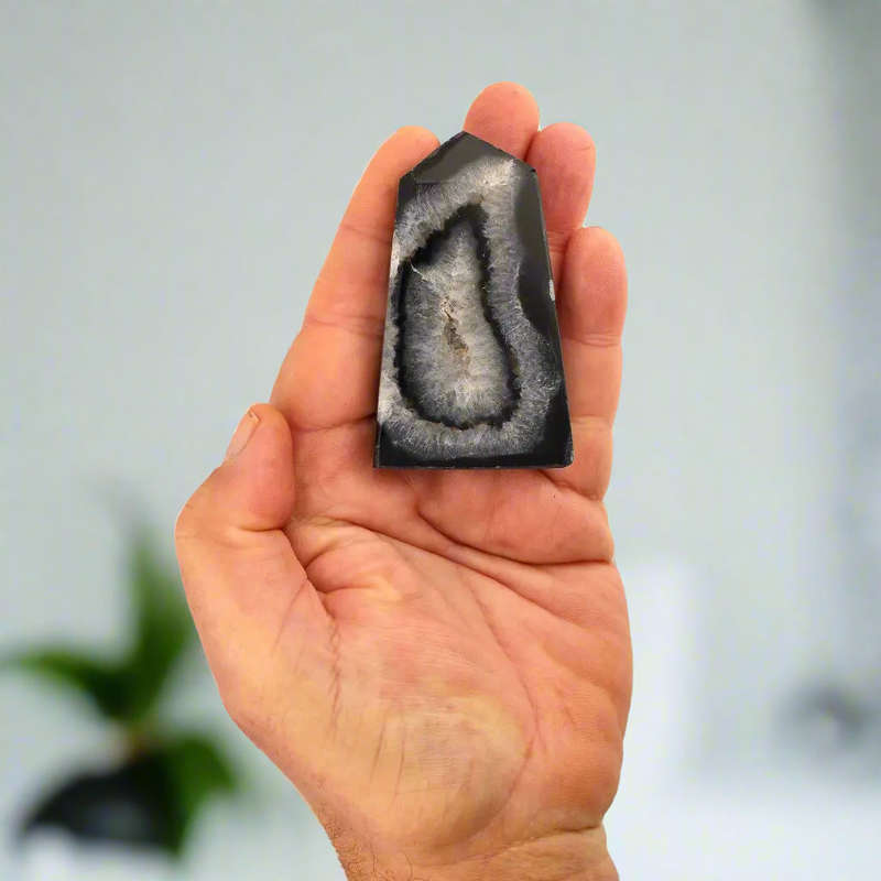 Black Agate Energy Obelisk  Stability in Stone