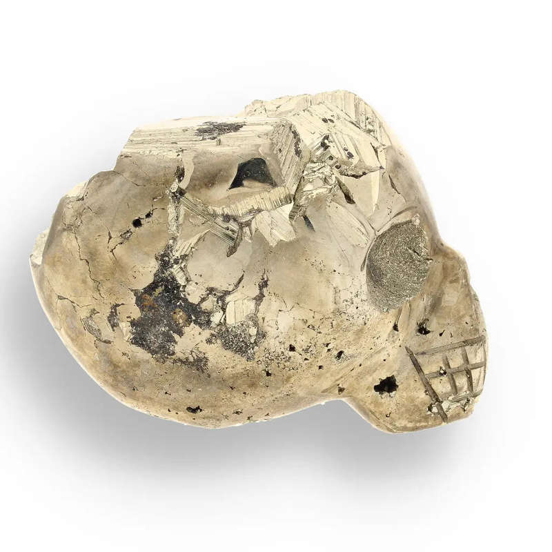 Unique Pyrite Carved Skull: Protection, Prosperity, and Ancient Magic
