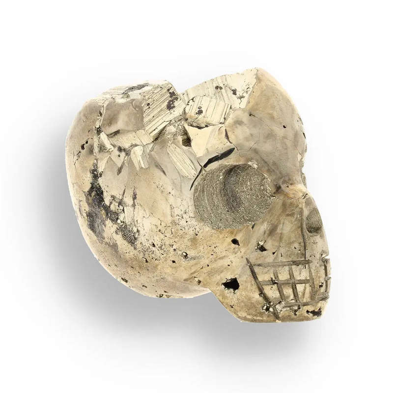 Unique Pyrite Carved Skull: Protection, Prosperity, and Ancient Magic