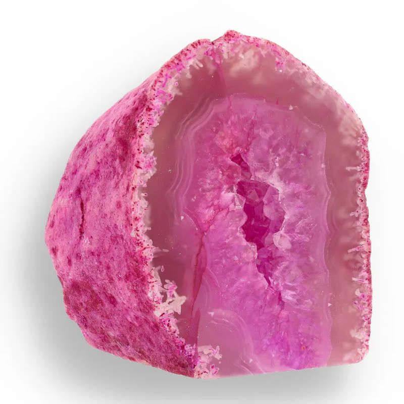 Vibrant Pink Agate Dyed Flat Base Geode