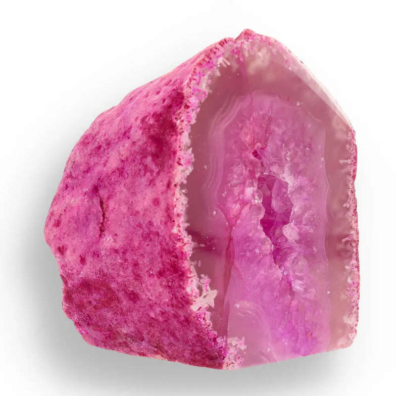 Vibrant Pink Agate Dyed Flat Base Geode