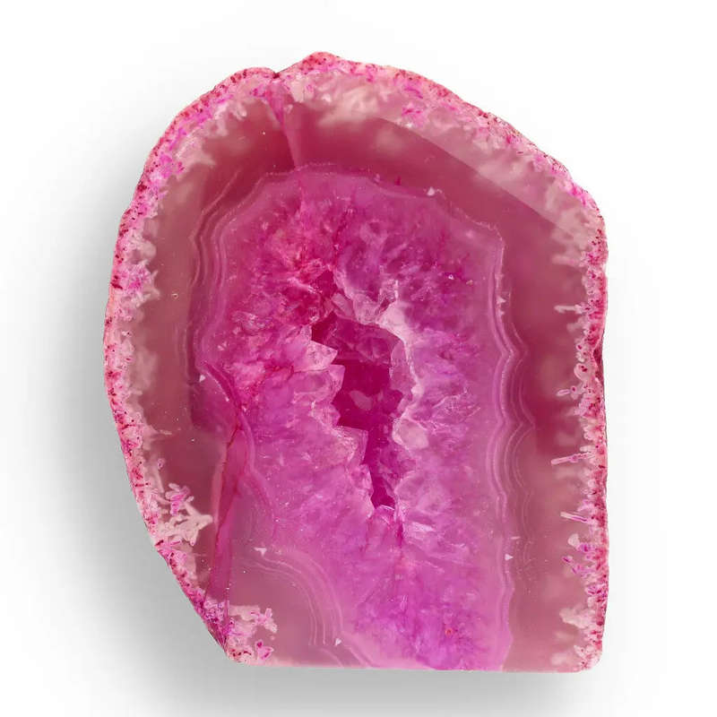 Vibrant Pink Agate Dyed Flat Base Geode