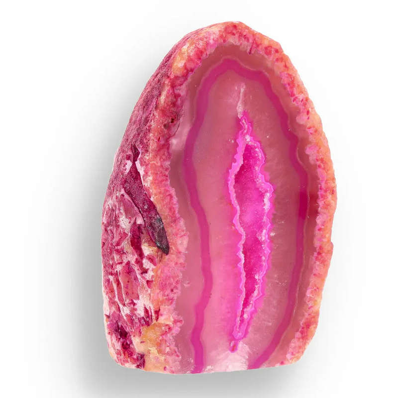 Agate Crystal Cave - Pink Dyed Polished Flat Base Geode
