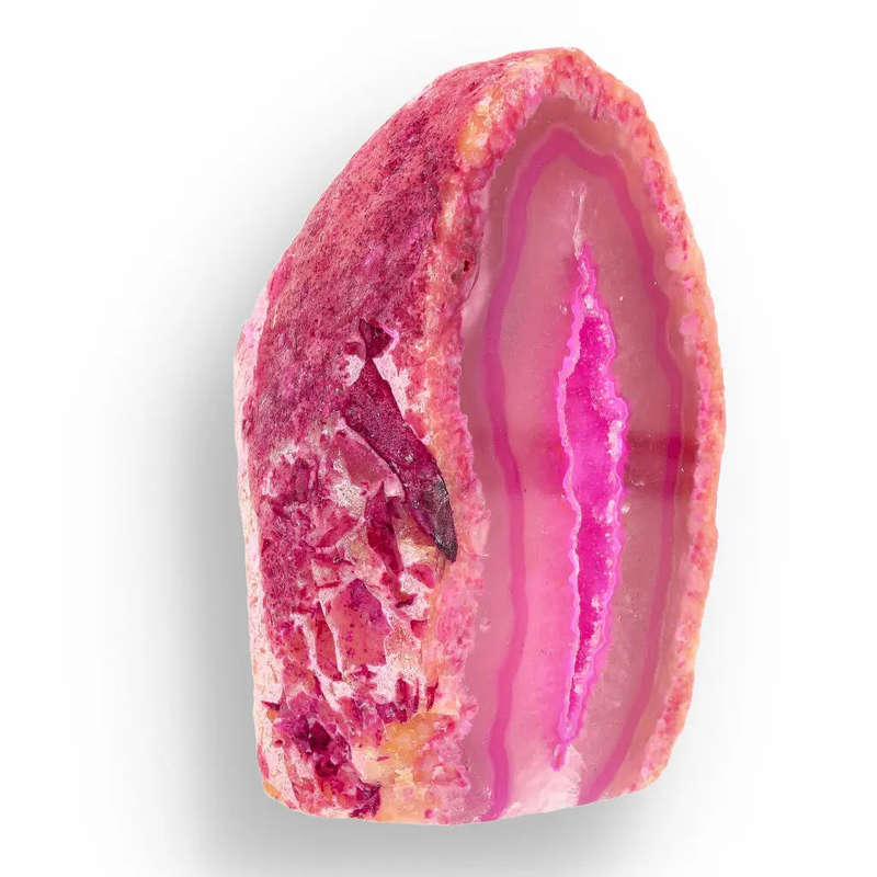 Agate Crystal Cave - Pink Dyed Polished Flat Base Geode