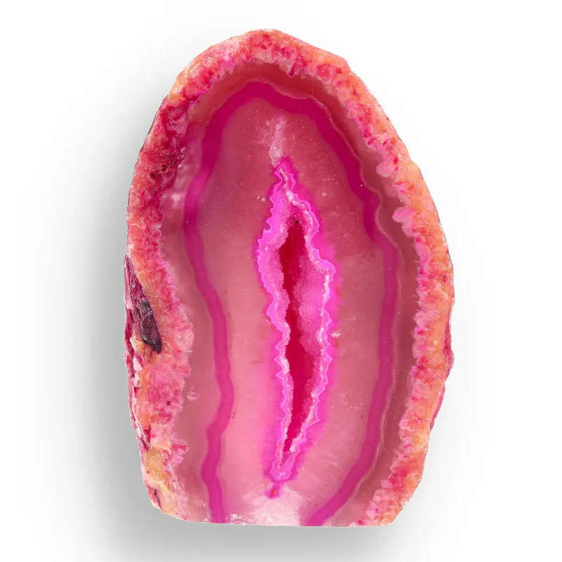 Agate Crystal Cave - Pink Dyed Polished Flat Base Geode