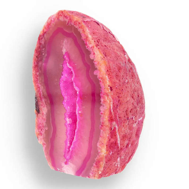 Agate Crystal Cave - Pink Dyed Polished Flat Base Geode