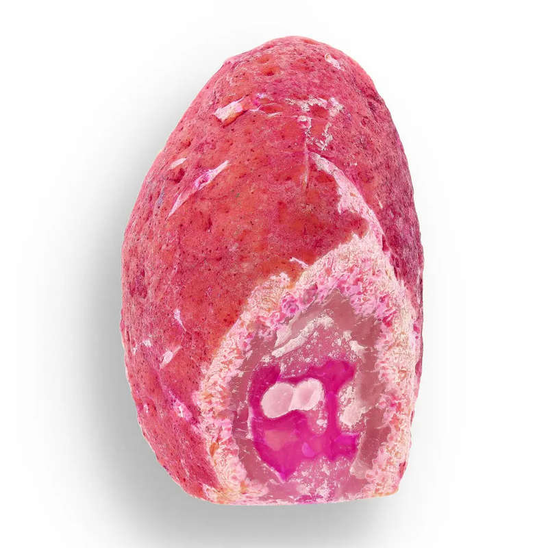 Agate Crystal Cave - Pink Dyed Polished Flat Base Geode
