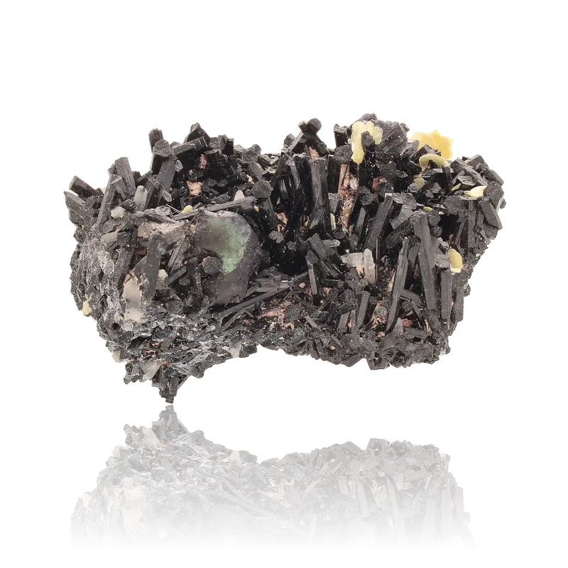 Schorl Tourmaline, Muscovite and Fluorite Cluster