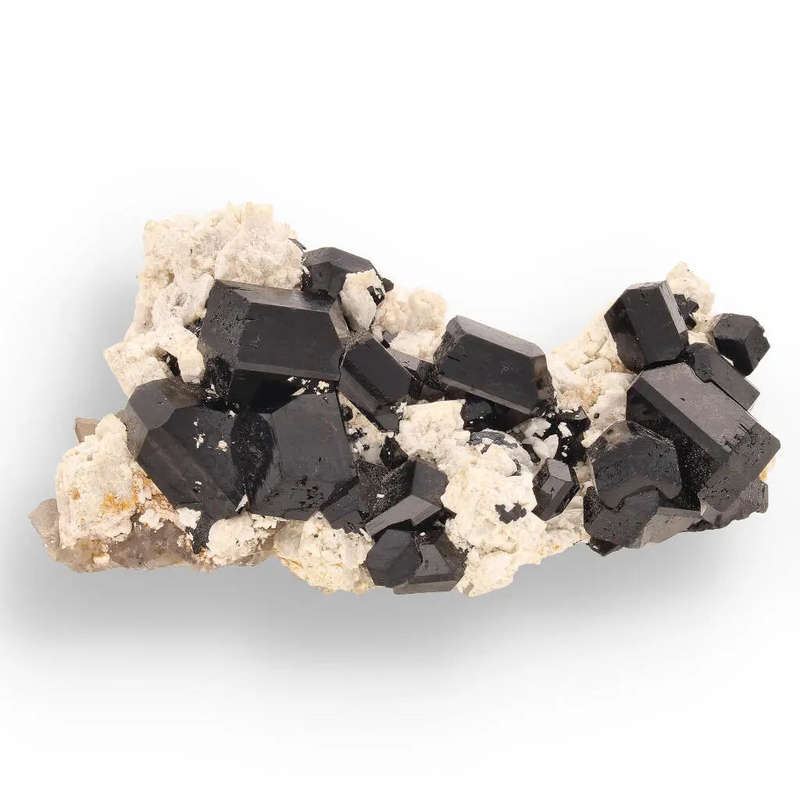 Schorl Black Tourmaline with Feldspar and Smoky Quartz