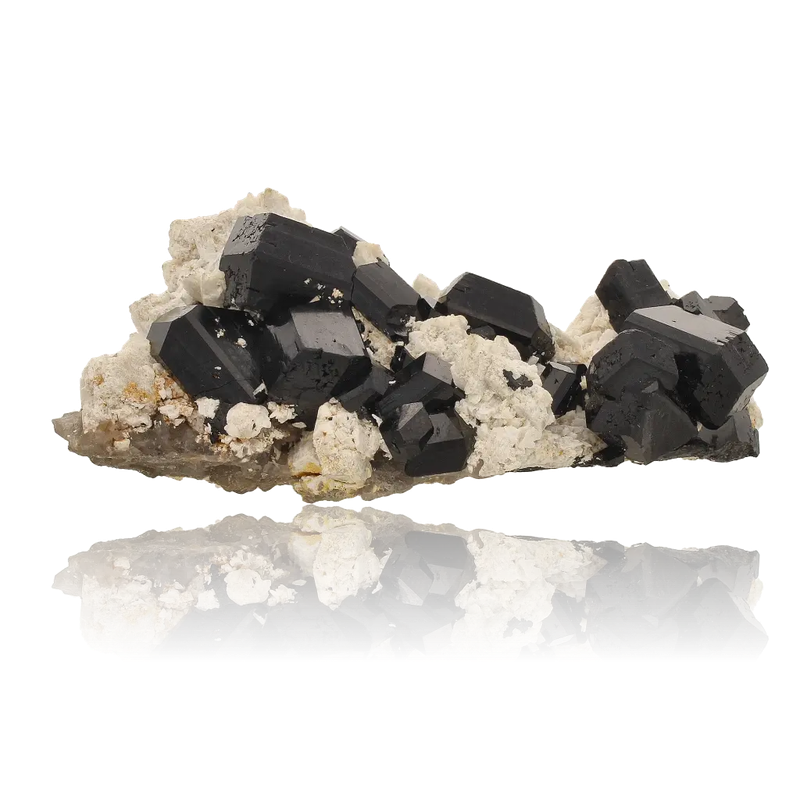 Schorl Black Tourmaline with Feldspar and Smoky Quartz