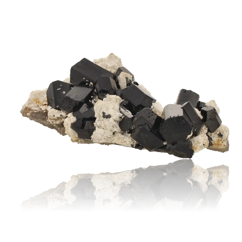 Schorl Black Tourmaline with Feldspar and Smoky Quartz