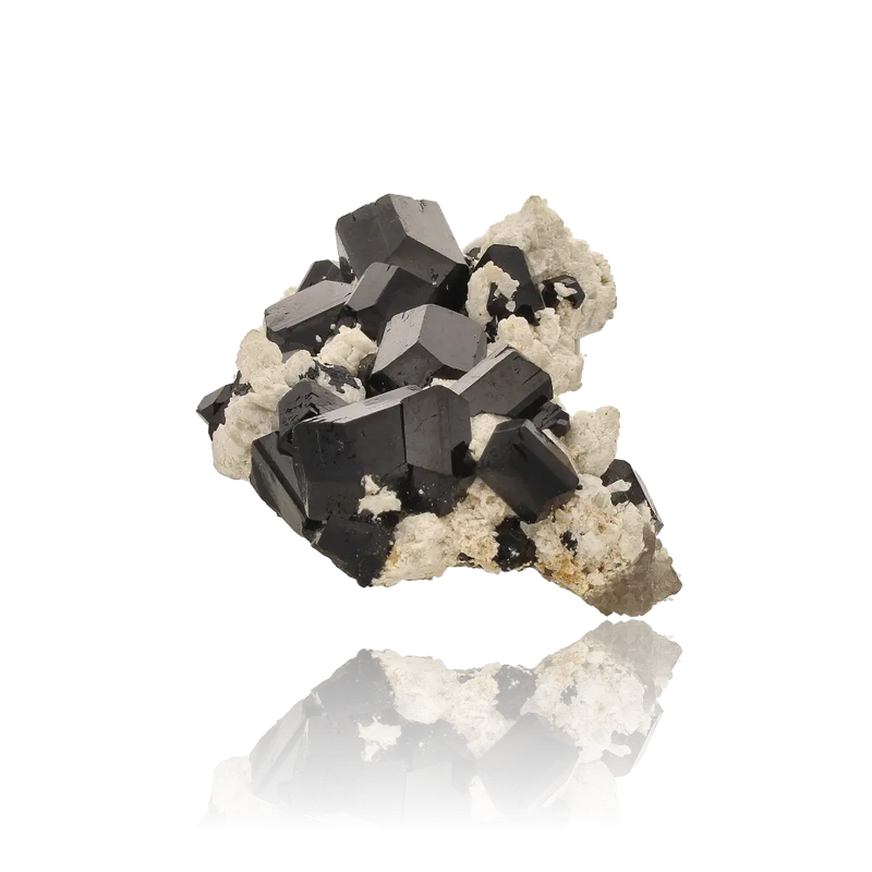 Schorl Black Tourmaline with Feldspar and Smoky Quartz