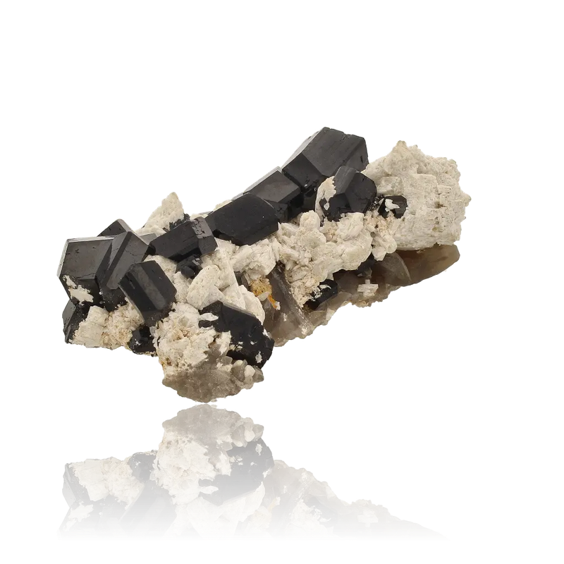 Schorl Black Tourmaline with Feldspar and Smoky Quartz