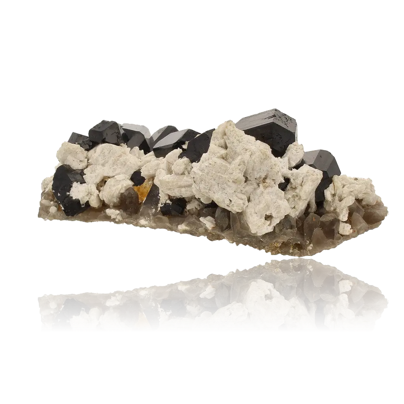 Schorl Black Tourmaline with Feldspar and Smoky Quartz