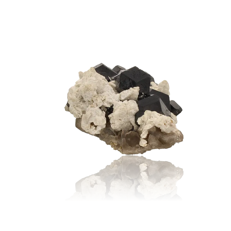 Schorl Black Tourmaline with Feldspar and Smoky Quartz
