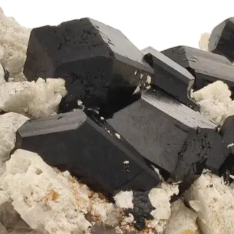 Schorl Black Tourmaline with Feldspar and Smoky Quartz