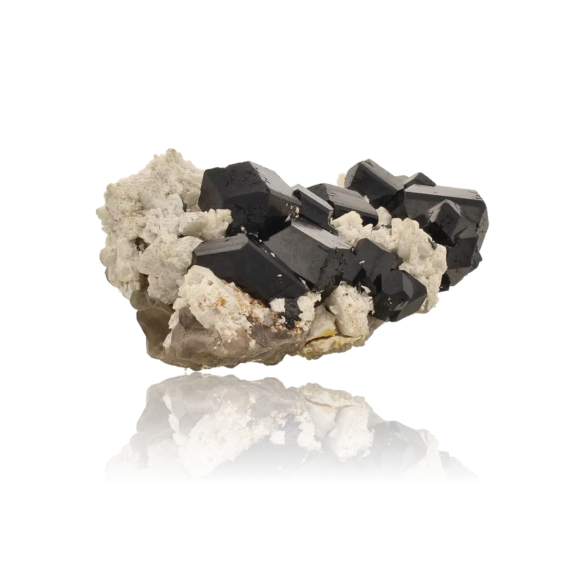 Schorl Black Tourmaline with Feldspar and Smoky Quartz