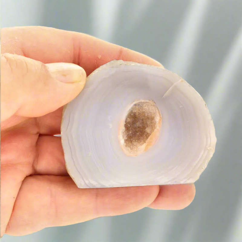 Agate Geode Secret Druzy Nest - Stunning Brazilian Banded Crystal