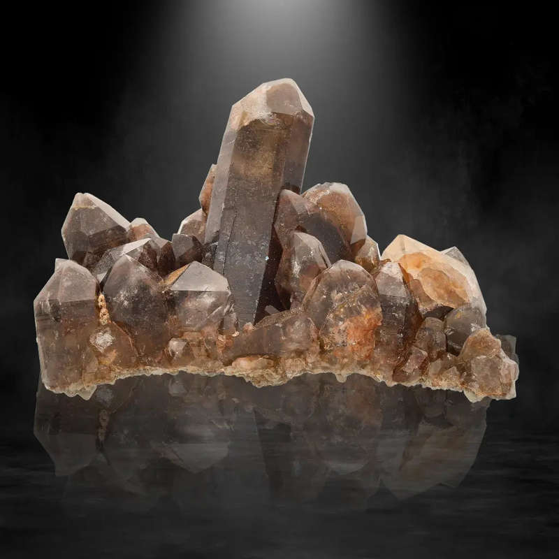 Smoky Quartz Points with Fiery Red Hematite Veins