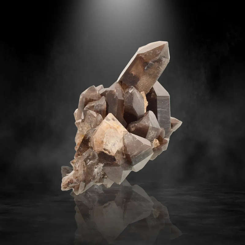 Smoky Quartz Points with Fiery Red Hematite Veins