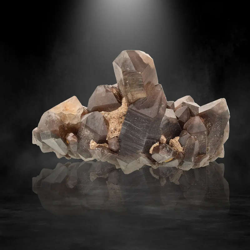 Smoky Quartz Points with Fiery Red Hematite Veins