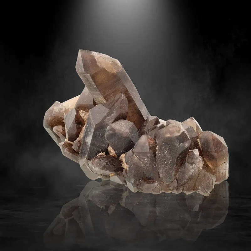 Smoky Quartz Points with Fiery Red Hematite Veins