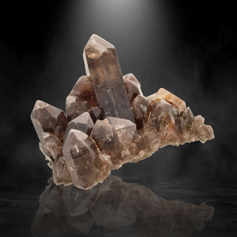 Smoky Quartz Points with Fiery Red Hematite Veins