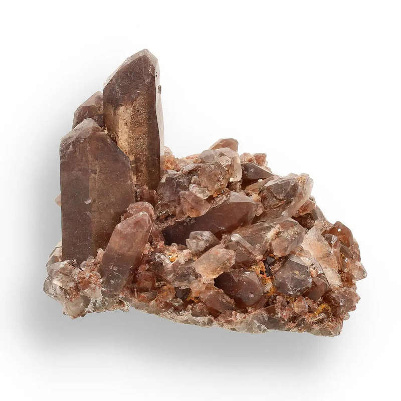 Smoky Quartz Crystal Cluster with Hematite Coloration