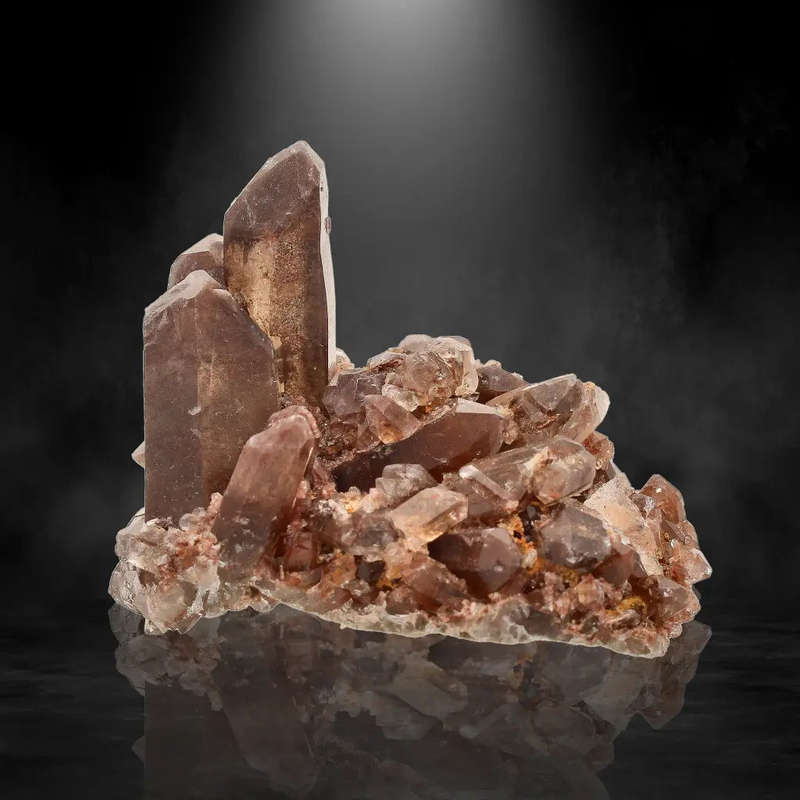 Smoky Quartz Crystal Cluster with Hematite Coloration