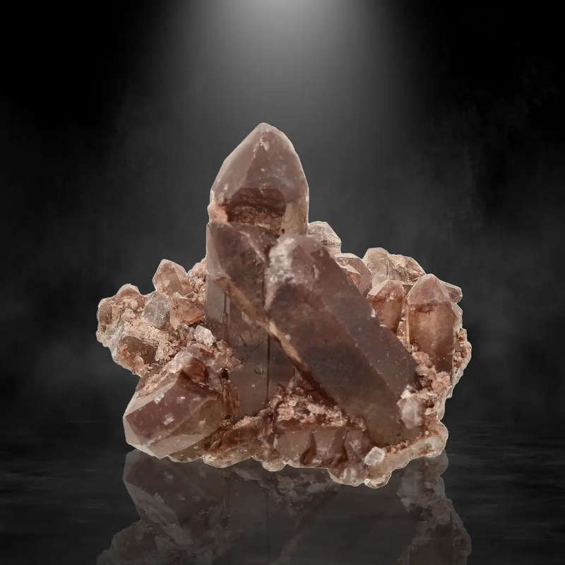 Smoky Quartz Crystal Cluster with Hematite Coloration