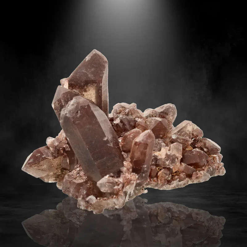 Smoky Quartz Crystal Cluster with Hematite Coloration
