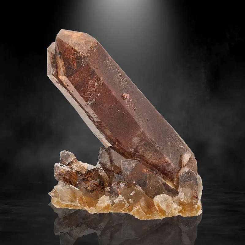 Unique Hematite-Coated Smoky Quartz Cluster from Namaqualand
