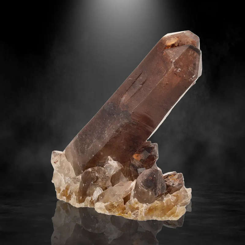 Unique Hematite-Coated Smoky Quartz Cluster from Namaqualand