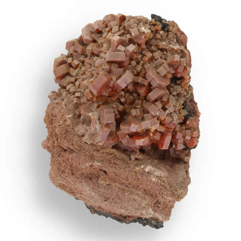Vanadinite Magic: Hexagonal Crimson Crystals on Matrix