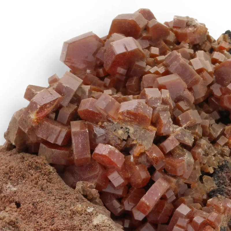 Vanadinite Magic: Hexagonal Crimson Crystals on Matrix