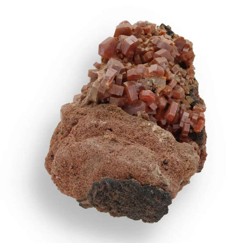 Vanadinite Magic: Hexagonal Crimson Crystals on Matrix
