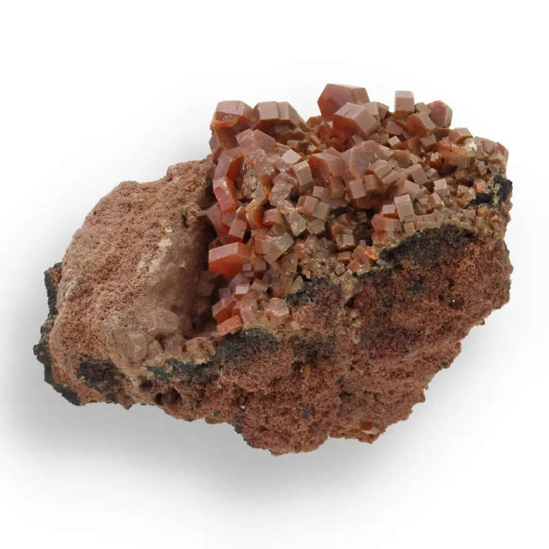 Vanadinite Magic: Hexagonal Crimson Crystals on Matrix