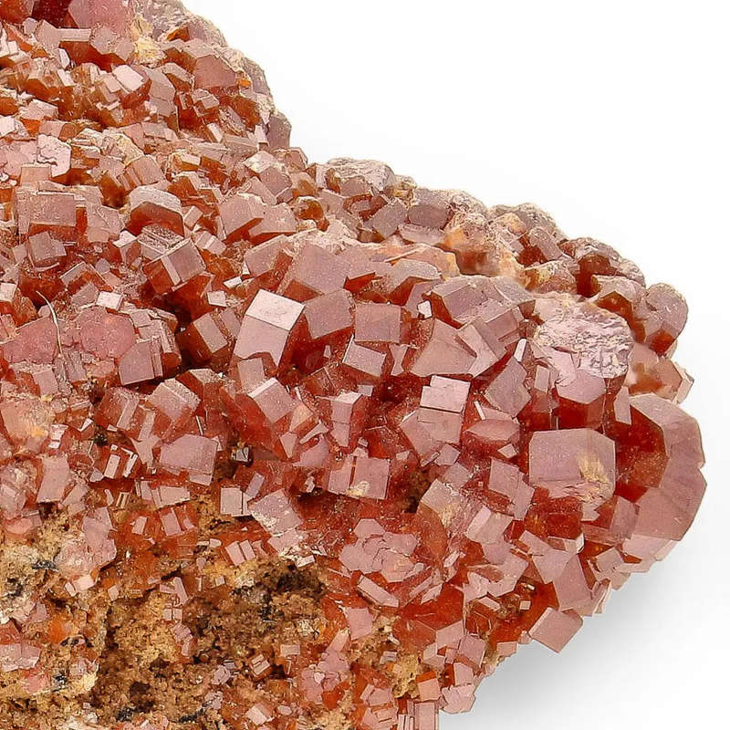 Vanadinite Spark: Deep Red Crystals on Rustic Matrix