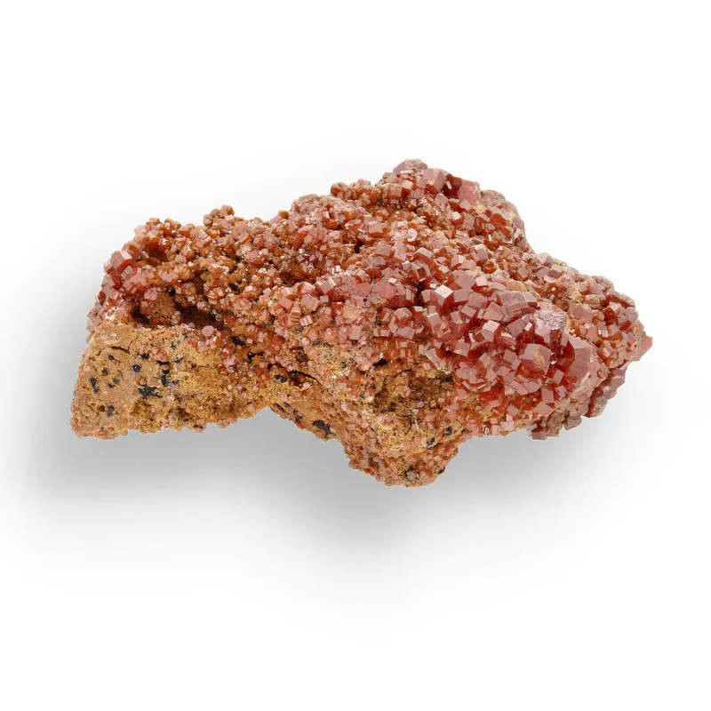 Vanadinite Spark: Deep Red Crystals on Rustic Matrix